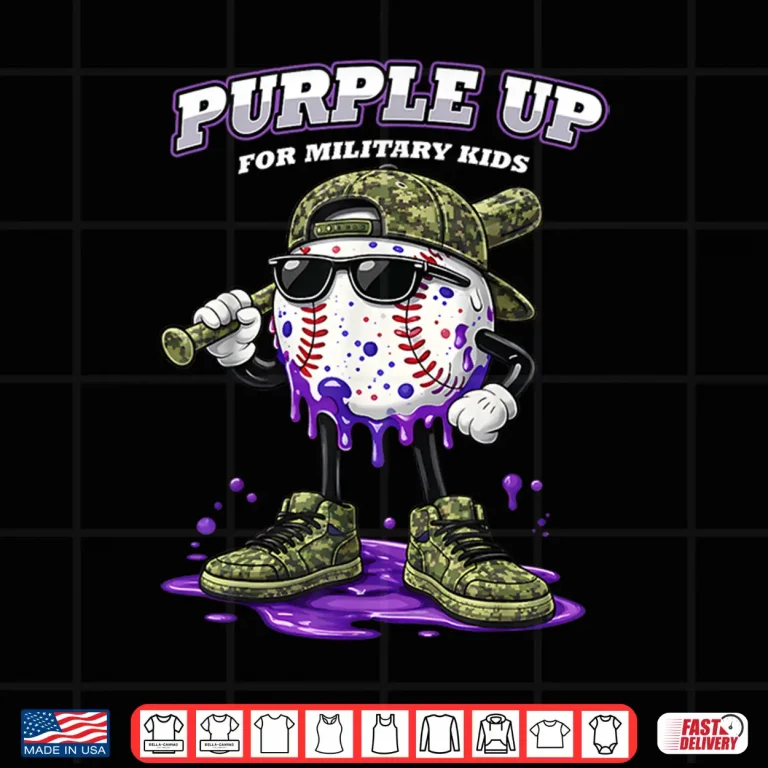 Design Purple Up for Military Kids Baseball Military Boys Kid Shirt