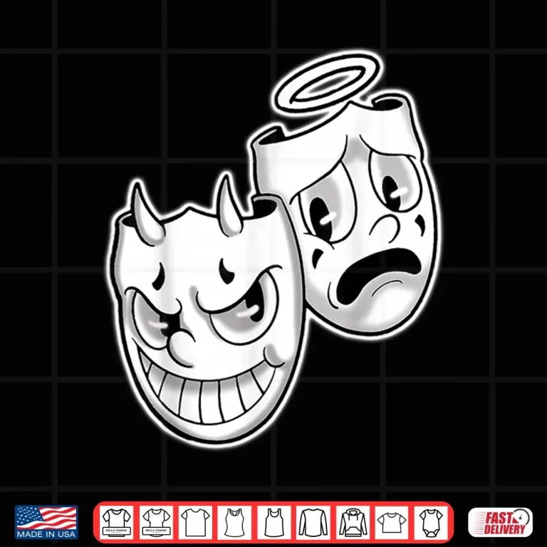 Design Smile Now Cry Later Angel Devil Happy Sad Vintage Cartoon Shirt