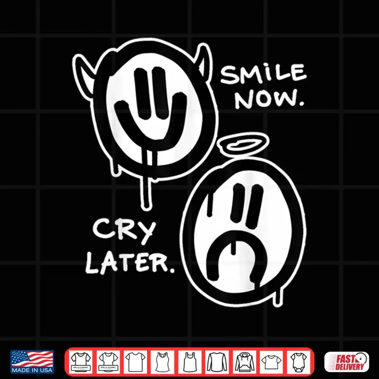 Design Smile Now Cry Later Angel Devil Sad Happy Faces Graffiti Shirt