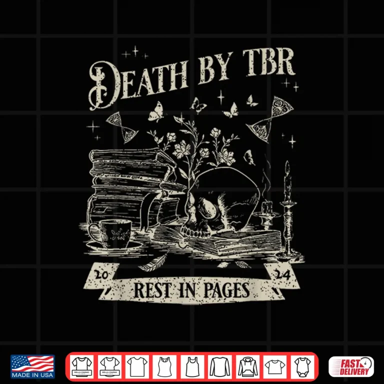 Design Death By Tbr Book Lover Vintage Reading Bibliophile Bookworm Shirt