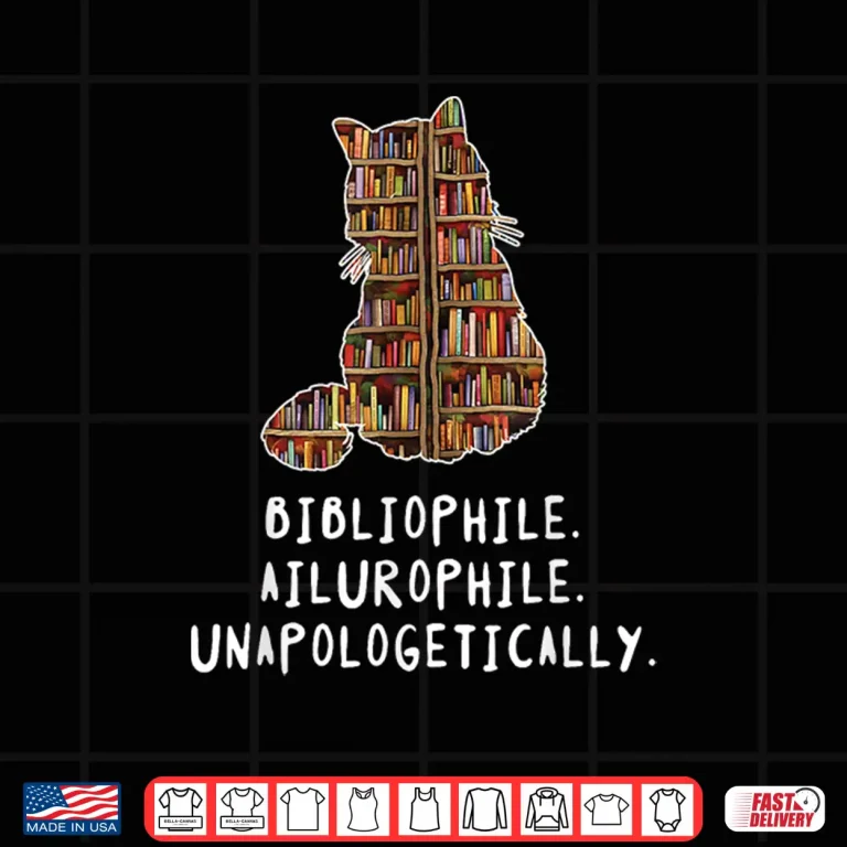Design Bibliophile. Ailurophile. Unapologetically distracted cat Men Women Kids Shirt