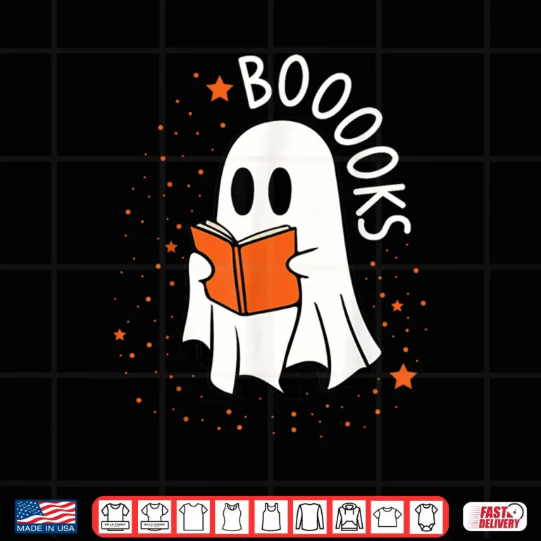 Design Ghost Reading Books Boooks Halloween Teacher Boook Shirt
