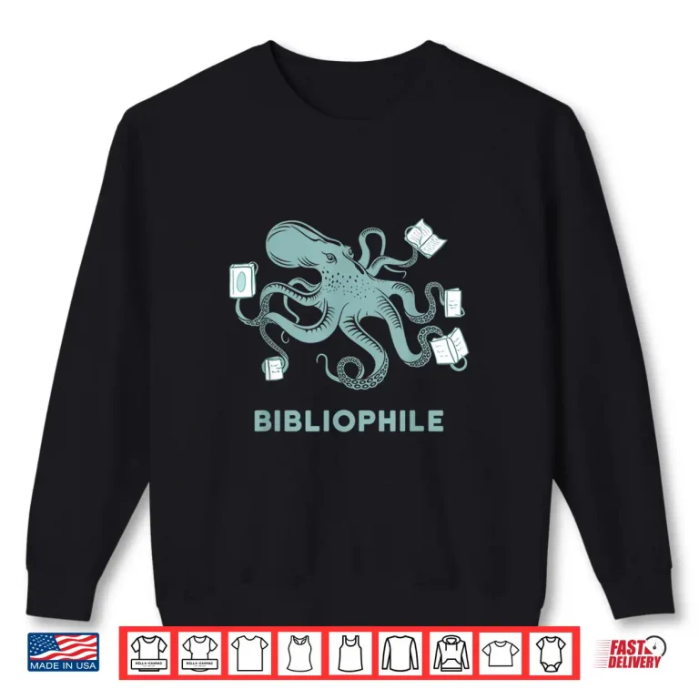 Sweatshirt School Librarian Gift Octopus Reading Book Lover Shirt