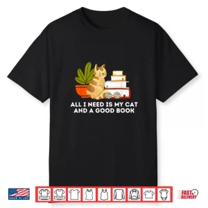 Cat And A Good Book Worm Bibliophile Cottage Core Aesthetic Men Women Kids Shirt