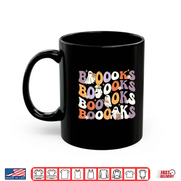 Mug Groovy Ghost Reading Books Boooks Halloween Teacher Boook Shirt