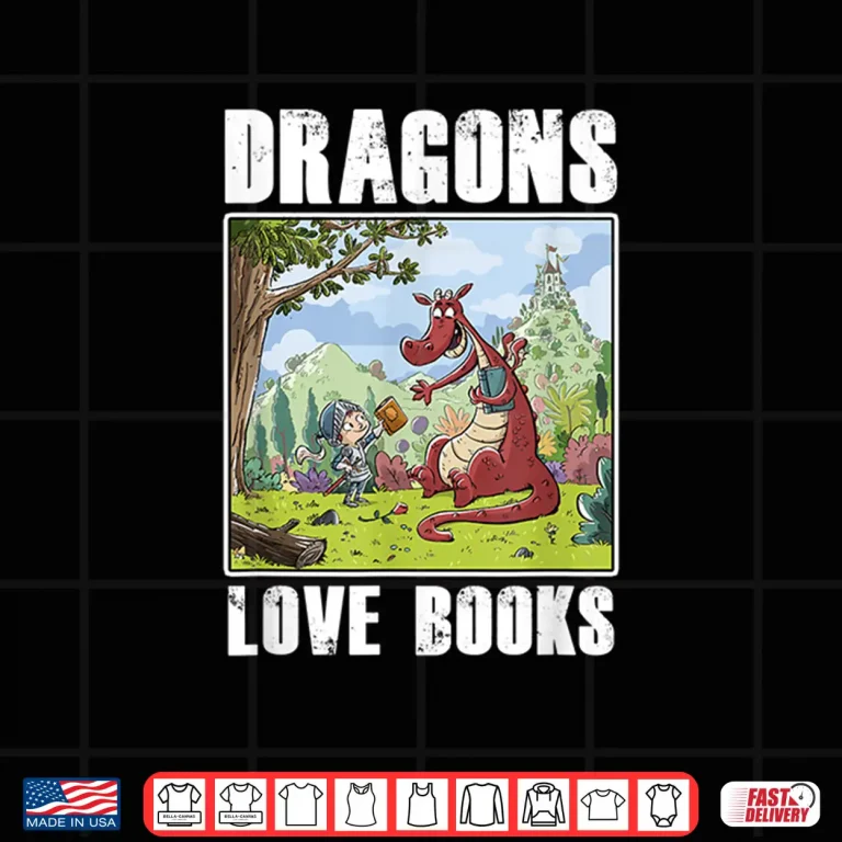 Design Dragons Love Books Book Lover Literature Read Reading Gift Shirt