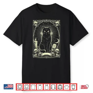 Gothic Black Cat Vintage Design Shirt