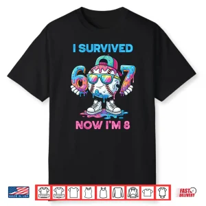I Survived 67 Now I’M 8 Years Old Baseball Boys Sport Kids Shirt