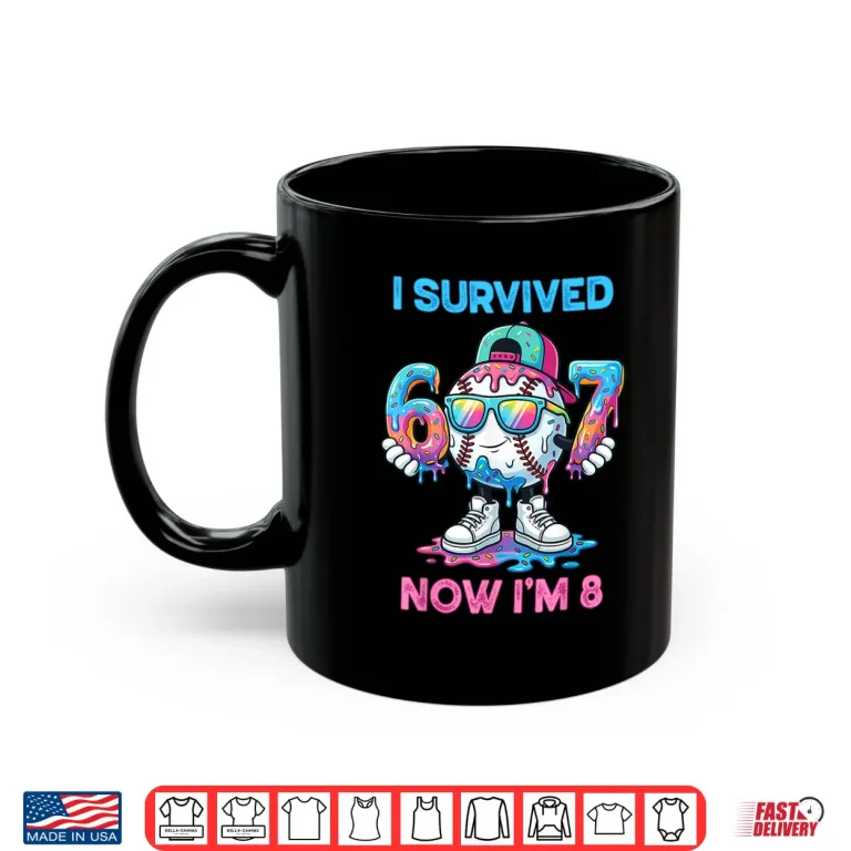 Mug I Survived 67 Now Im 8 Years Old Baseball Boys Sport Kids Shirt