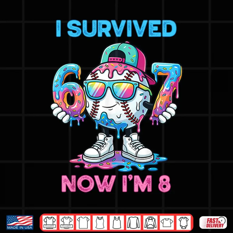 Design I Survived 67 Now Im 8 Years Old Baseball Boys Sport Kids Shirt
