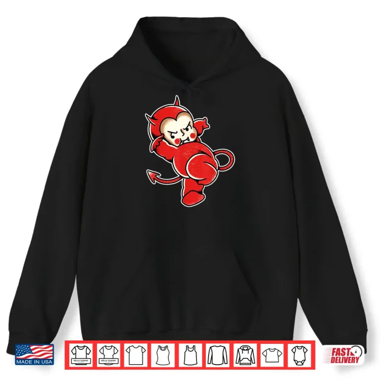 Hoodie Kewpie Baby Devil Demon Horns Tattoo Shirt