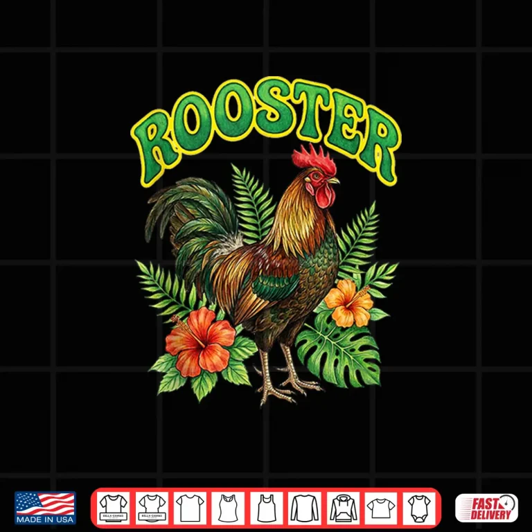 Design Rooster Groovy Floral Rooster Watercolor Boho Rooster Shirt