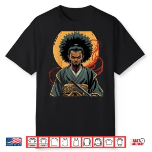 Afro American Samurai Anime Cartoon Japanese Bushido Warrior Shirt
