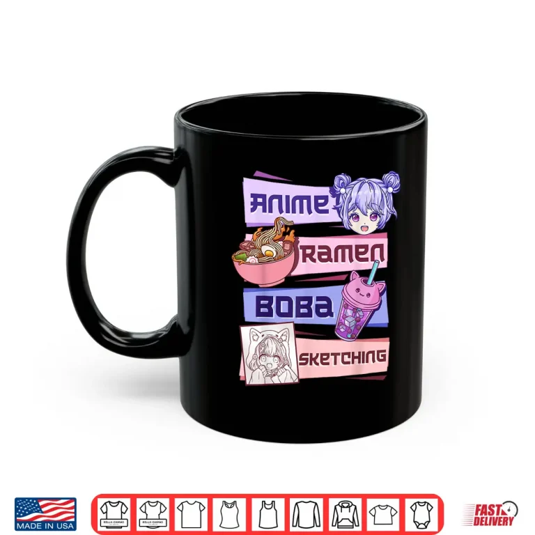Mug Anime Girl Ramen Boba Tea Bubble Tea Sketching Shirt