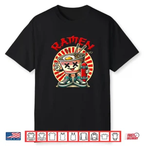 Cute Ramen Skater Tee Kawaii Anime Skateboard Lover Teens Shirt