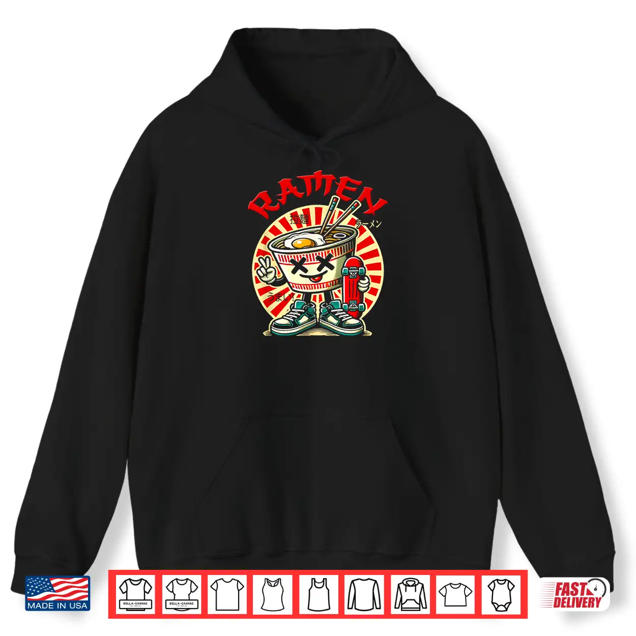 Cute Ramen Skater Tee Kawaii Anime Skateboard Lover Teens Shirt Cute Ramen Skater Tee Kawaii Anime Skateboard Lover Teens Shirt