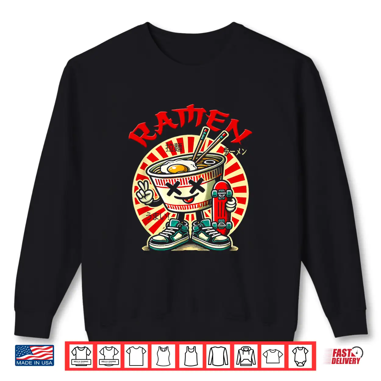 Cute Ramen Skater Tee Kawaii Anime Skateboard Lover Teens Shirt Cute Ramen Skater Tee Kawaii Anime Skateboard Lover Teens Shirt