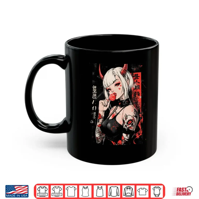 Mug Goth Grunge Girl Waifu Demon Anime Horror Alt Aesthetic Shirt