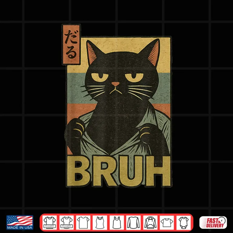 Design Funny Cat Bruh Teen Boys Girls Men Women Meme Japanese Anime Shirt