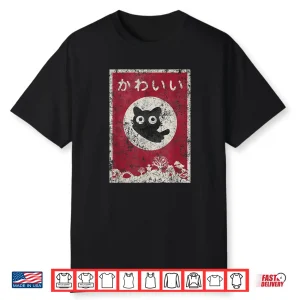 Kawaii Cat Japanese Black Anime Cat T Shirt Shirt