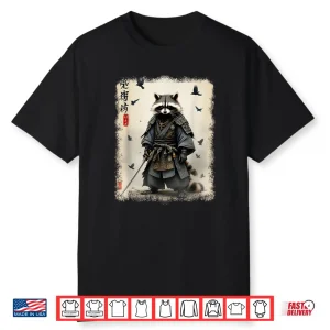 Samurai Raccoon Japanese Warrior & Art   Vintage Anime Shirt