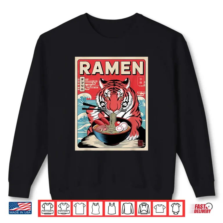 Sweatshirt Tiger Ramen Japanese Noodles Kawaii Anime Tiger Shirt