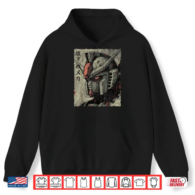 Hoodie Vintage Mecha Robot Japanese Anime Style Retro Shirt