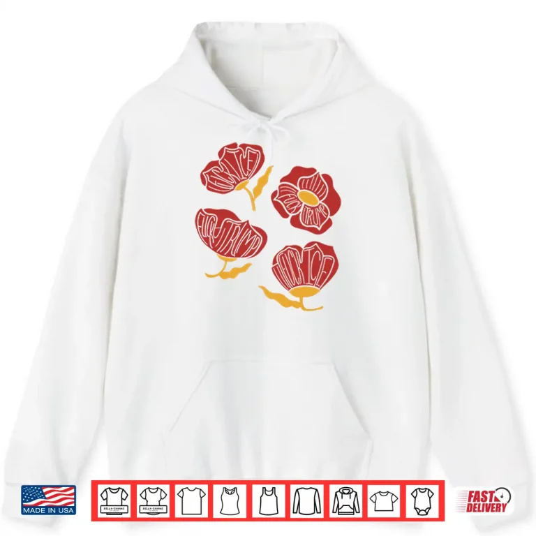 Hoodie Red Poppy Floral Fuck Trump Shirt