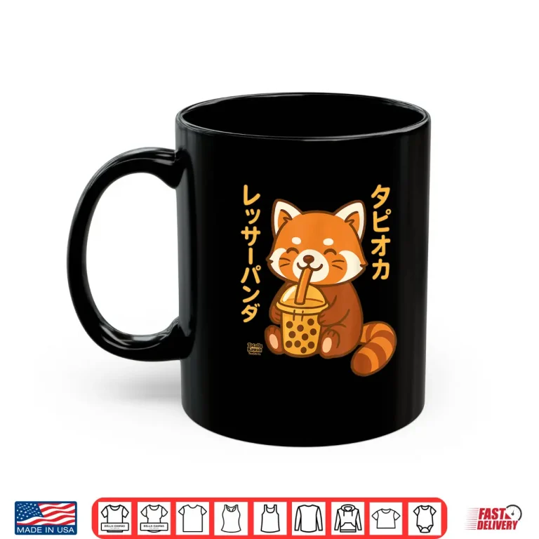 Mug Bubble Tea Red Panda Boba Kawaii Tapioka Anime Cute Shirt