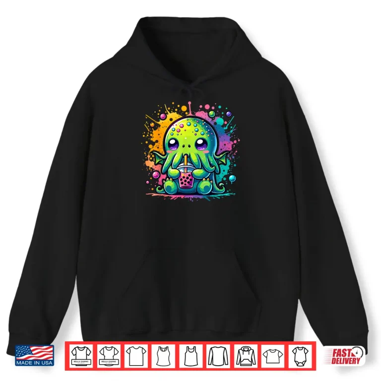 Hoodie Cthulhu Kawaii Anime Alien Bubble Tea Shirt