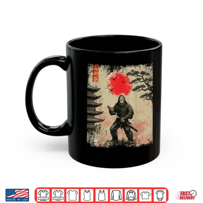 Mug Funny Samurai Bigfoot Japanese Art Graphic Tee Anime Gifts Shirt