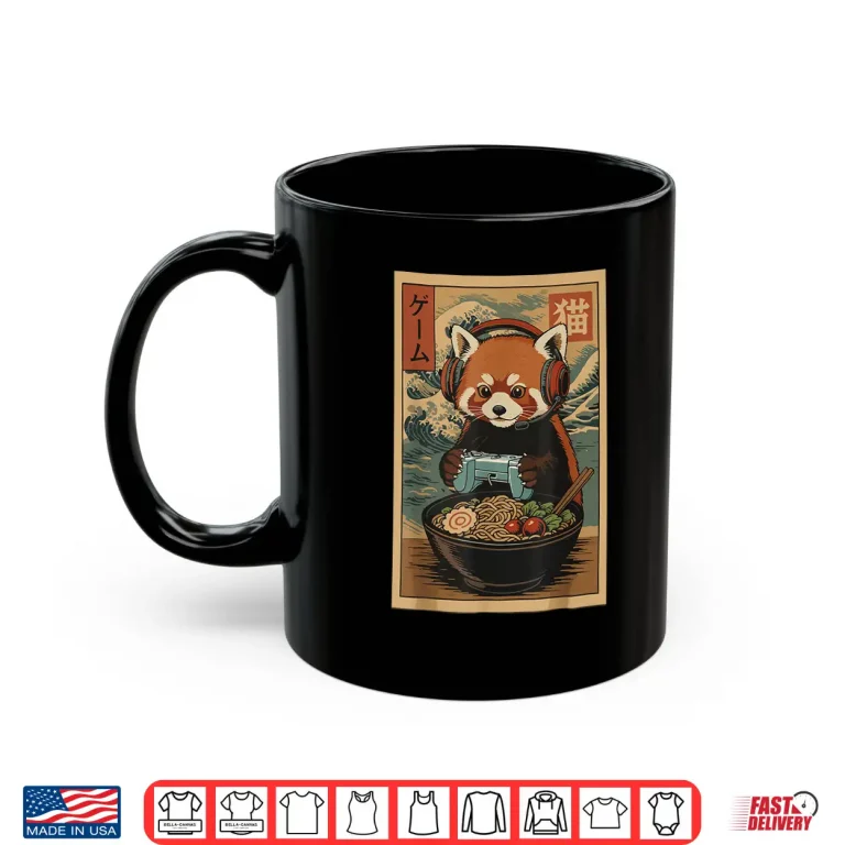 Mug Kawaii Japanese Ramen Red Panda Retro Gaming Shirts for Men Shirt