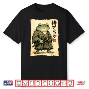 Samurai Frog Japanese Warrior Frog Vintage Ukiyo E Anime Art Shirt
