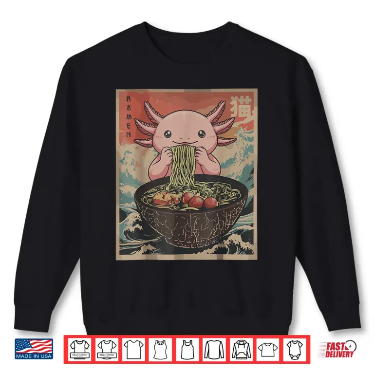 Sweatshirt Ramen Japanese Graphic Tees Axolotl Anime Shirts for Men Shirt