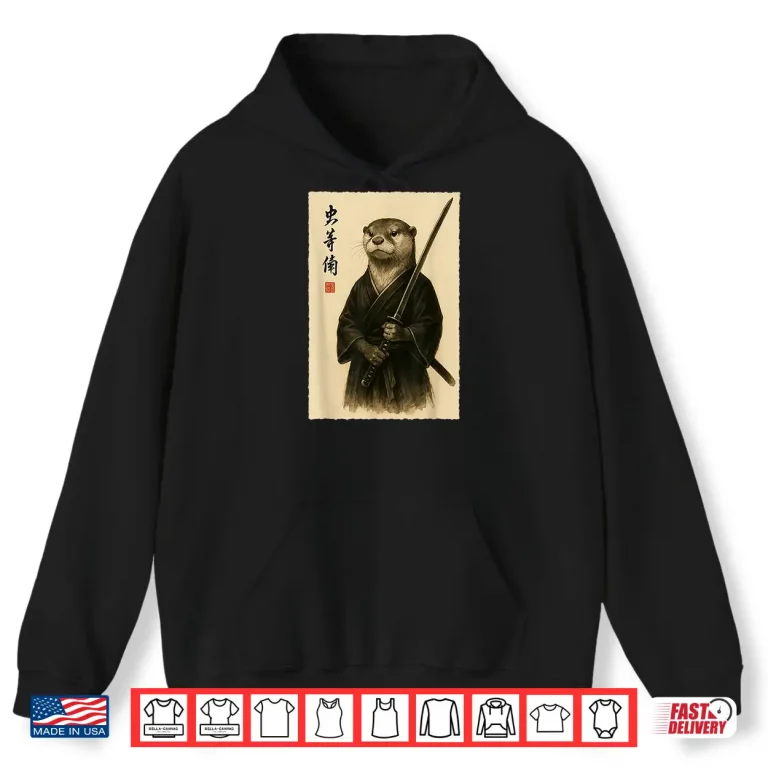 Hoodie Samurai Otter Warrior Japanese Aesthetic Anime Culture Shirt