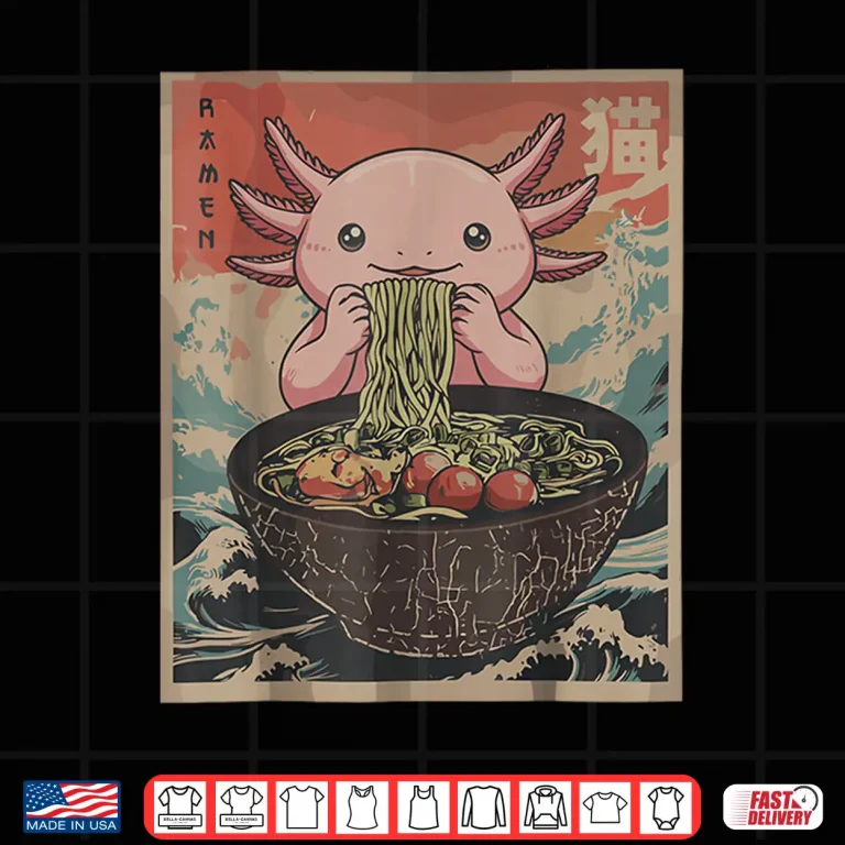 Design Ramen Japanese Graphic Tees Axolotl Anime Shirts for Men Shirt
