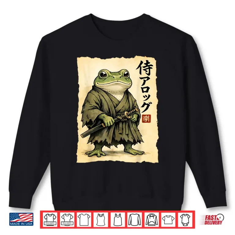 Sweatshirt Samurai Frog Japanese Warrior Frog Vintage Ukiyo e Anime Art Shirt