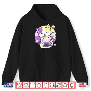 Cat Boba Tea Bubble Tea Anime Kawaii Neko Non Binary Kitten Shirt