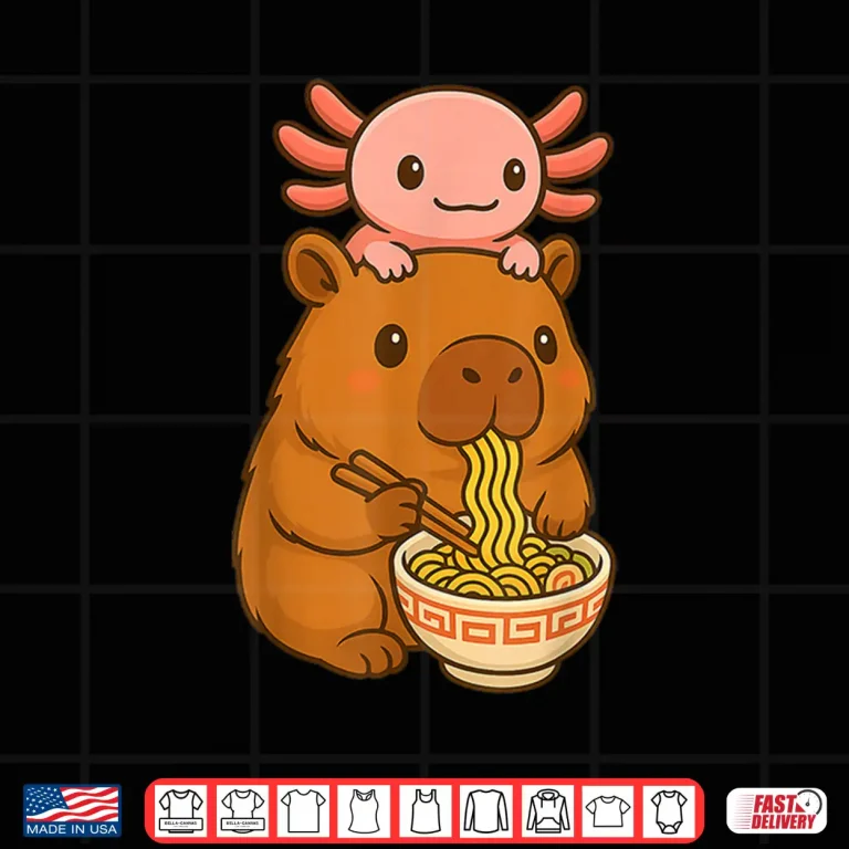 Design Capybara Anime Ramen Axolotl Funny Graphic Kawaii Capibara Shirt