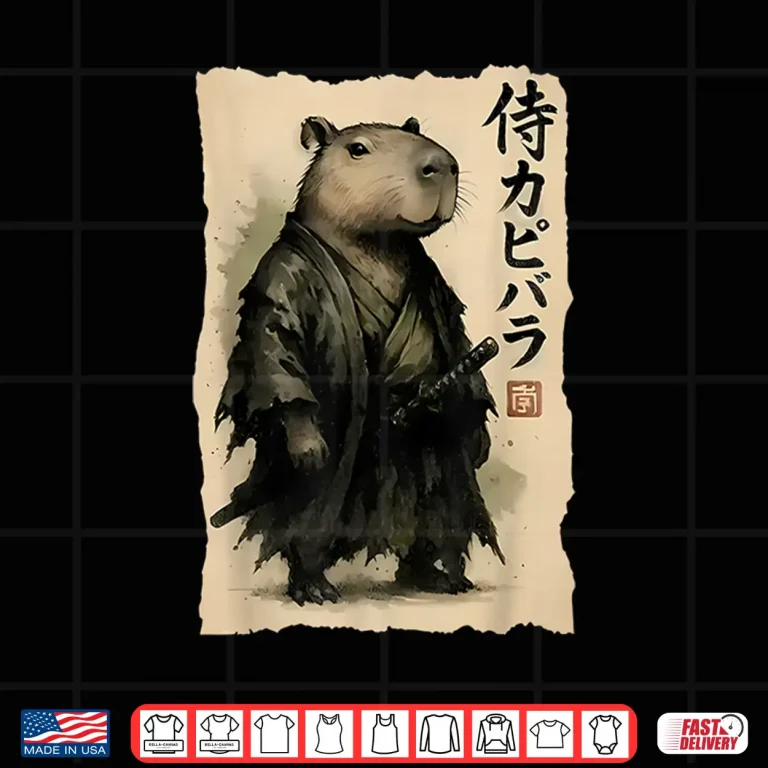 Design Capybara Samurai Japanese Warrior Graphic Anime Ukiyo e Art Shirt