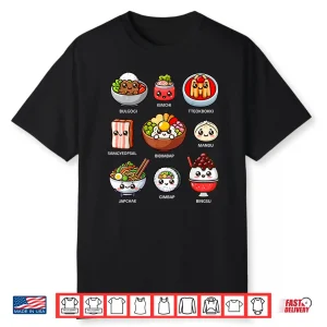 Cute Kawaii Korean Food Bulgogi Mandu Bibimbap Lover Shirt