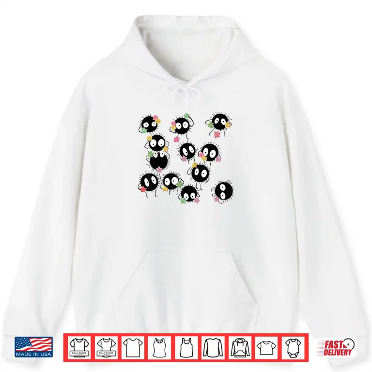 Hoodie Cute Anime Soot Man Ball with Colourful Sugar Stars Shirt