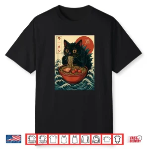 Funny Catzilla Anime Ramen Japanese Cat Gifts Men Women Kids Shirt