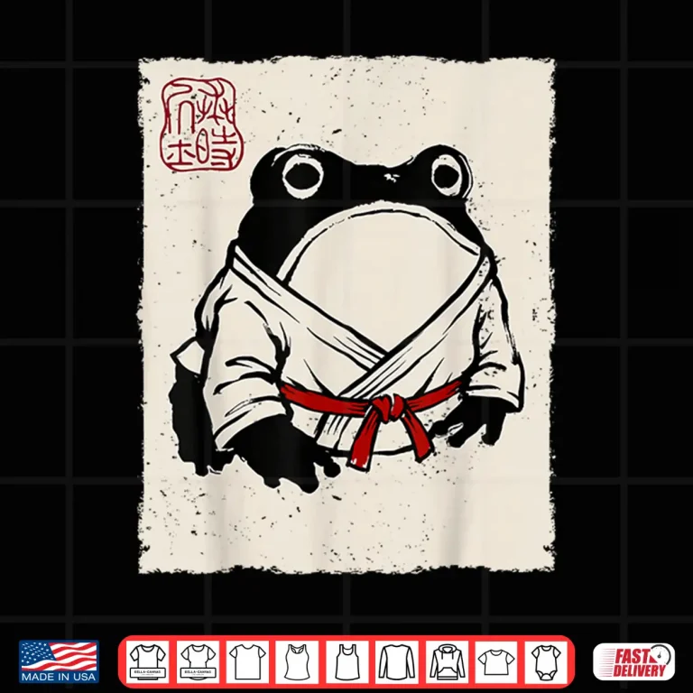 Design Grumpy Frog Funny Karate Judo MMA Jiu Jitsu Anime Japanese Shirt