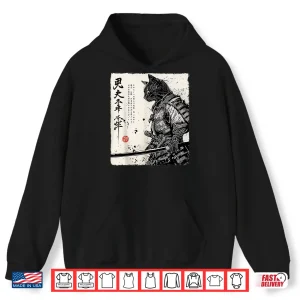 Samurai Cat Japanese Art Anime Gifts Men Women Kid Graphic Shirt