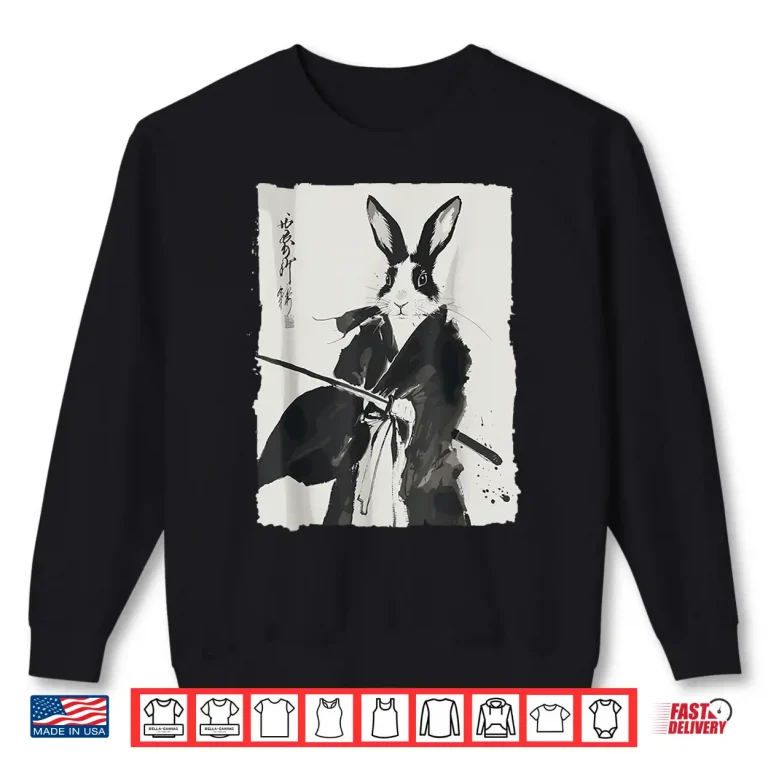 Sweatshirt Samurai Bunny Shirts for Women Men Vintage Graphic Japanese Shirt