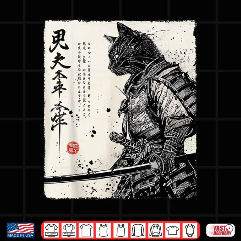 Design Samurai Cat Japanese Art Anime Gifts Men Women Kid Graphic Shirt