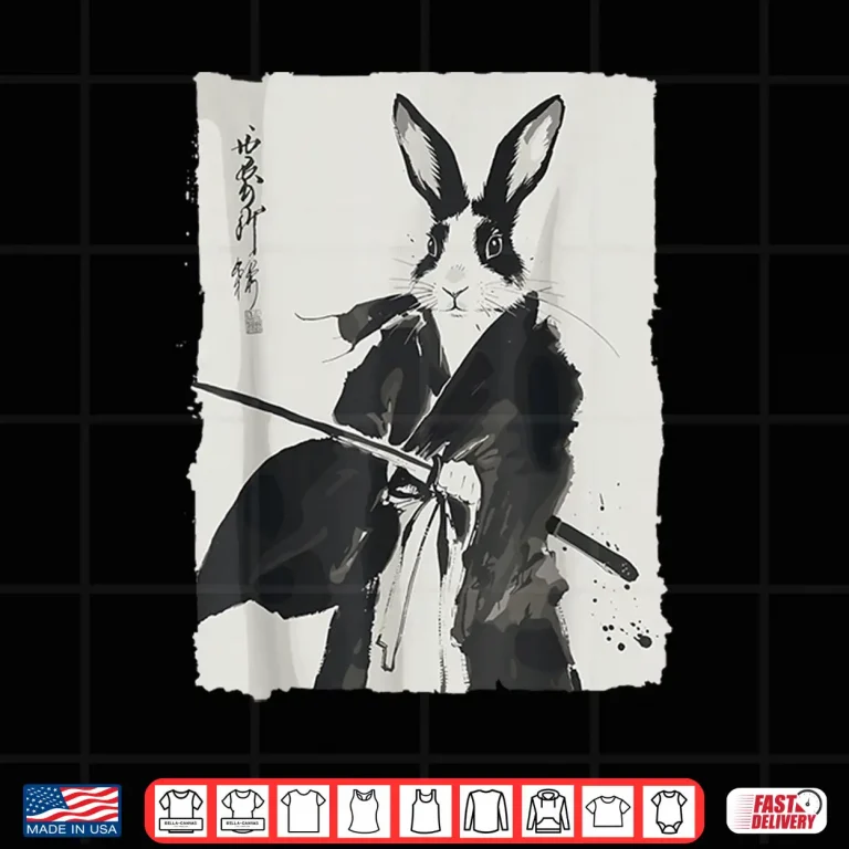 Design Samurai Bunny Shirts for Women Men Vintage Graphic Japanese Shirt