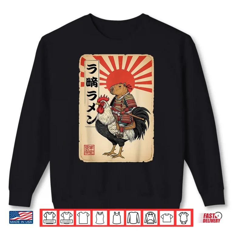 Sweatshirt Vintage Japanese Samurai Capybara Rooster Chicken Anime Shirt