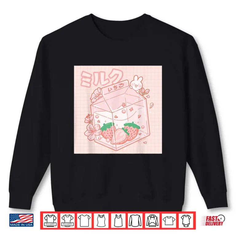 Sweatshirt Strawberry Milk Bunny Japanese Kawaii Anime Aesthetic Pink Shirt